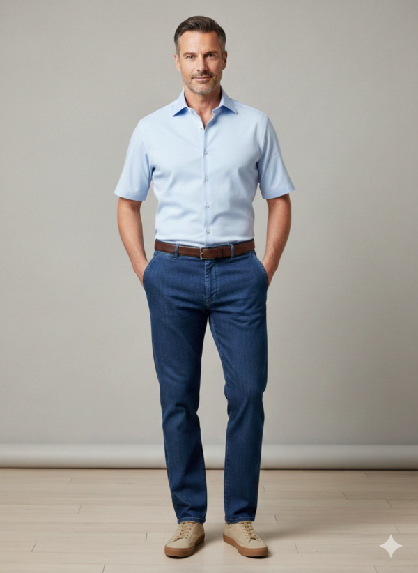 Modello Stryt | Denim leggero elasticizzato | Col. Blu Mare