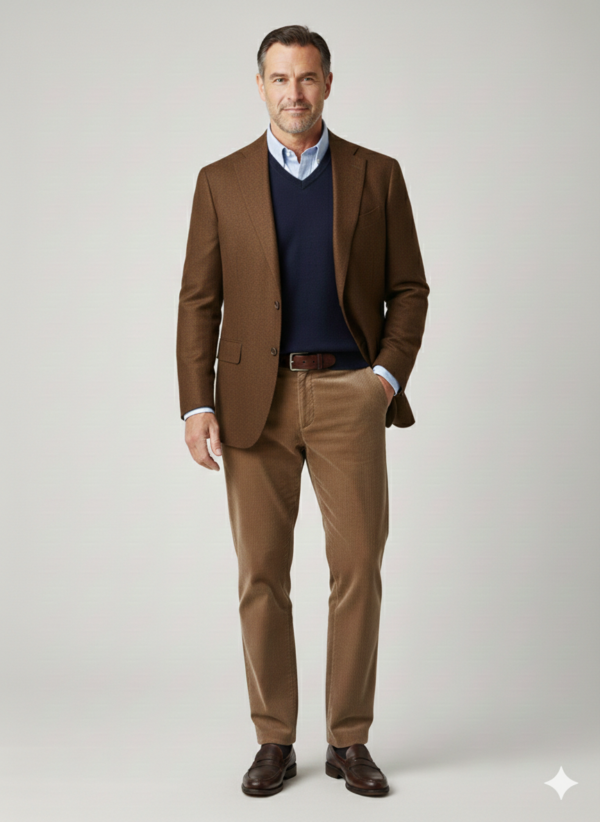 Modello Walker | Velluto "Visconti di Modrone" 500 righe elasticizzato | Col. Marroncino