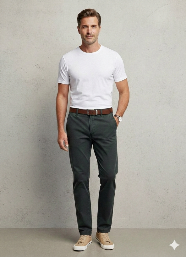 Modello Stryt | Cotone leggero elasticizzato | Col. Verdone