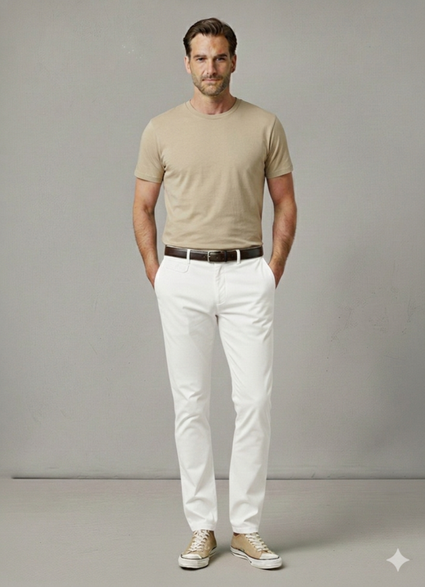 Modello Stryt | Cotone leggero elasticizzato | Col. Panna