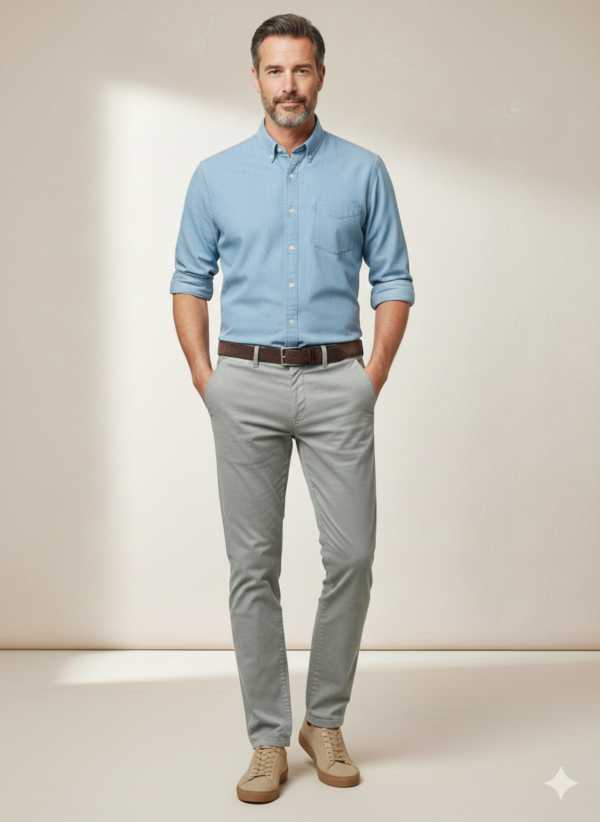 Modello Stryt | Cotone rigatino elasticizzato | Col. Verdino