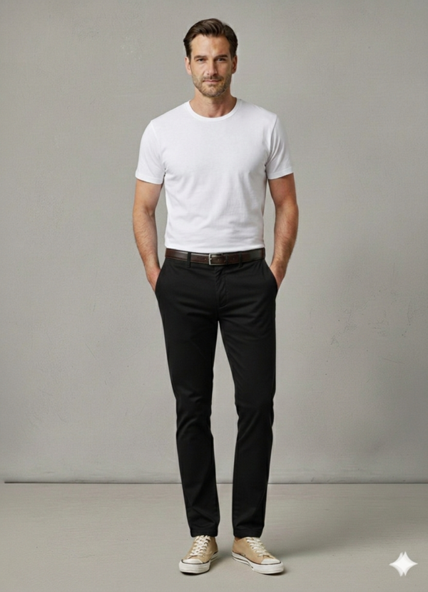 Modello Stryt | Cotone leggero elasticizzato | Col. Nero